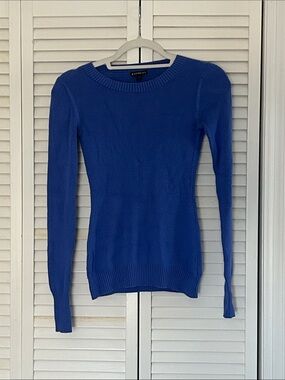 Express Women's Vibrant Blue Scoop-Neck Lightweight Sweater